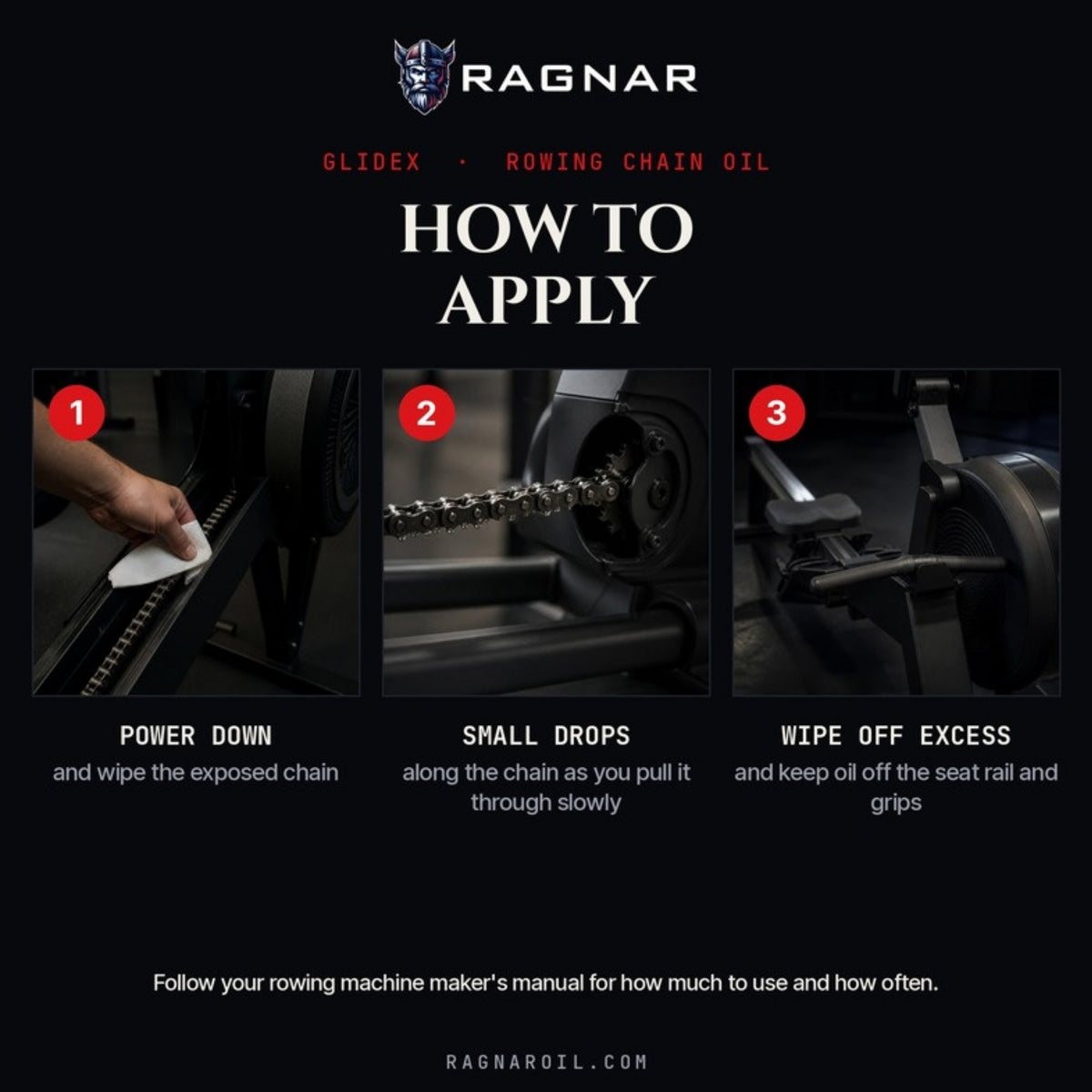 Ragnar GlideX Rowing Machine Chain Oil 60 ml – how to apply