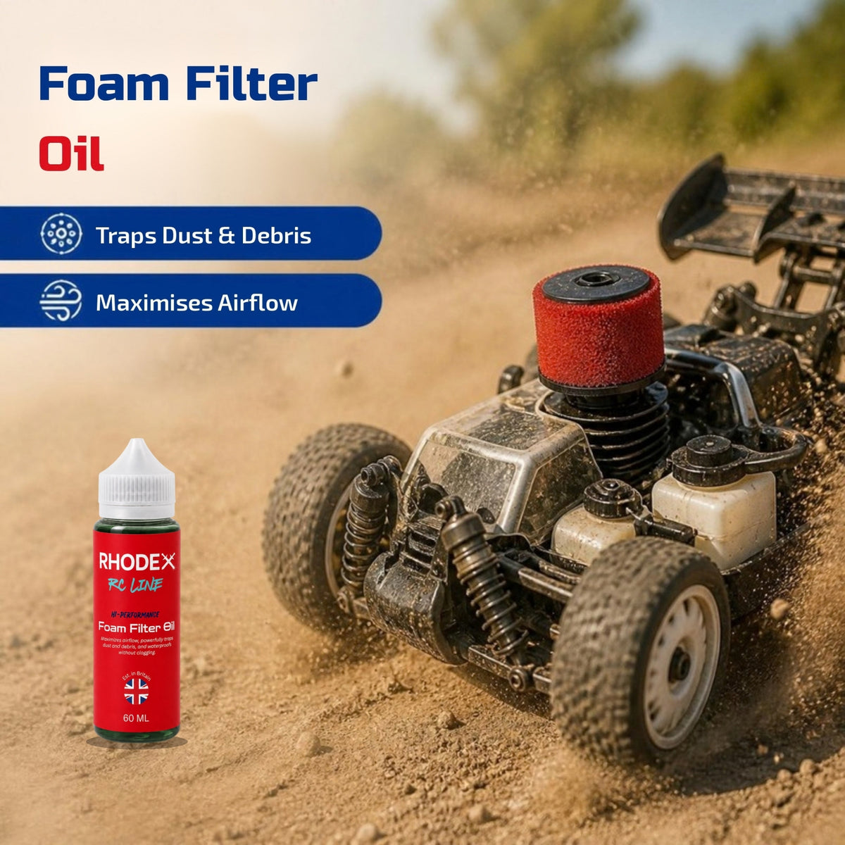 Rhodex RC Line Foam Air Filter Oil 60ml – foam filter in use