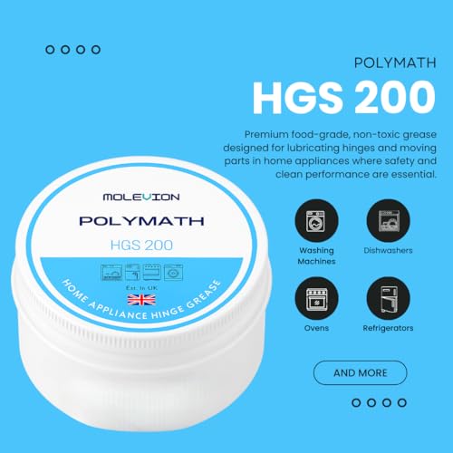 Molevion Polymath HGS 200 Food Grade Appliance Hinge Grease - 20g Non-Toxic Lubricant for Quiet Oven, Fridge, Dishwasher & Washing Machine Doors