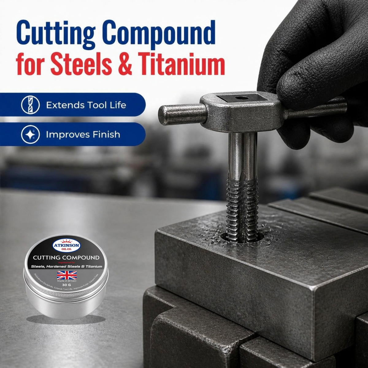 Atkinson Oil Co. Cutting Compound 30g – in use