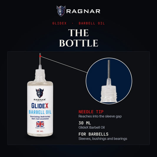 Ragnar GlideX Barbell Oil 30 ml – bottle and needle tip