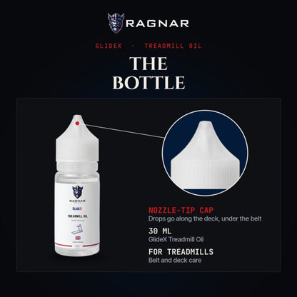 Ragnar GlideX Treadmill Oil 30 ml – bottle and nozzle-tip cap