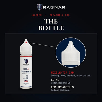 Ragnar GlideX Treadmill Oil 60 ml – bottle and nozzle-tip cap