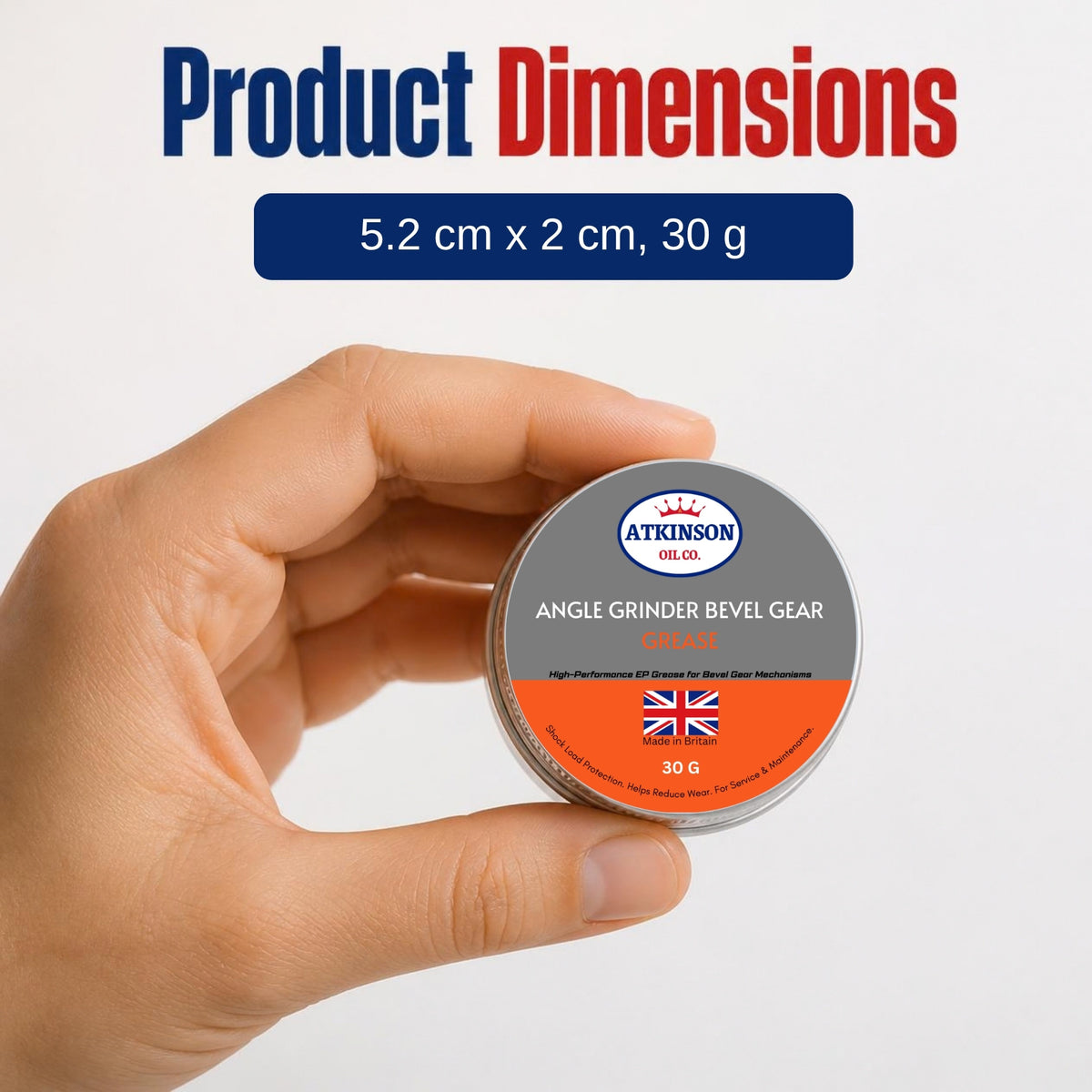 Atkinson Oil Co. Angle Grinder Bevel Gear Grease 30g – size in hand