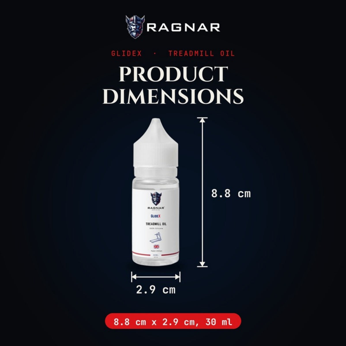 Ragnar GlideX Treadmill Oil 30 ml – dimensions