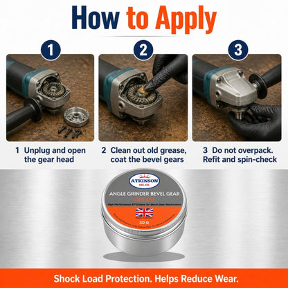Atkinson Oil Co. Angle Grinder Bevel Gear Grease 30g – how to apply