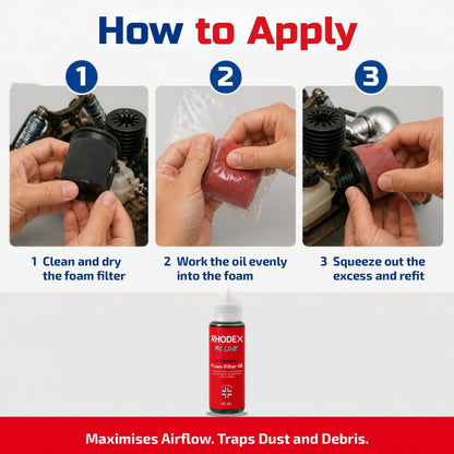Rhodex RC Line Foam Air Filter Oil 60ml – how to apply