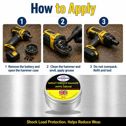 Atkinson Oil Co. Impact Wrench Hammer & Anvil Grease 30g – how to apply