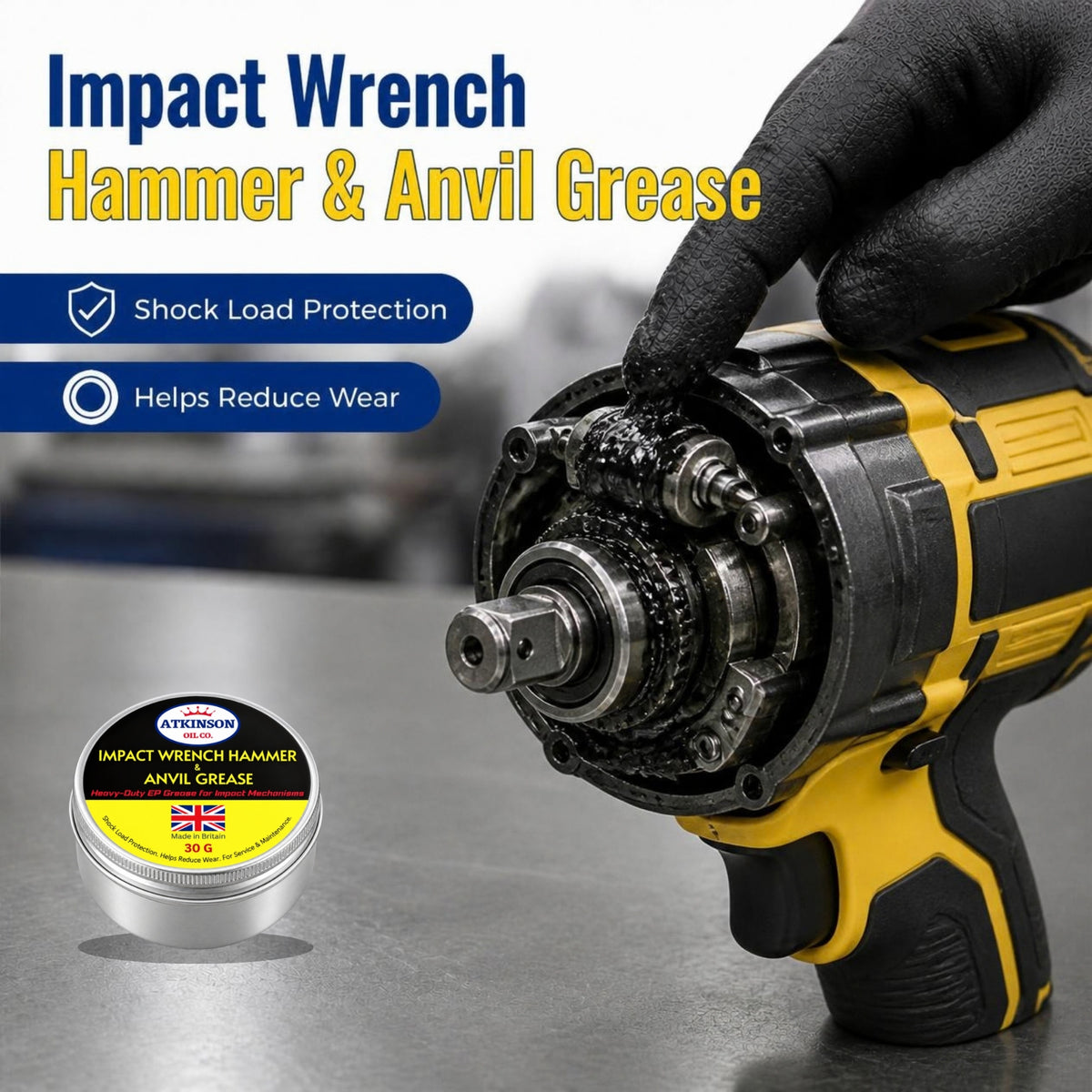 Atkinson Oil Co. Impact Wrench Hammer & Anvil Grease 30g – in use