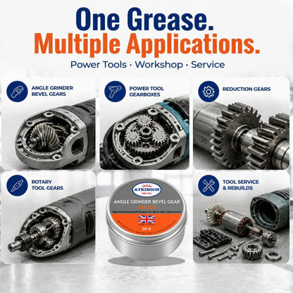 Atkinson Oil Co. Angle Grinder Bevel Gear Grease 30g – applications