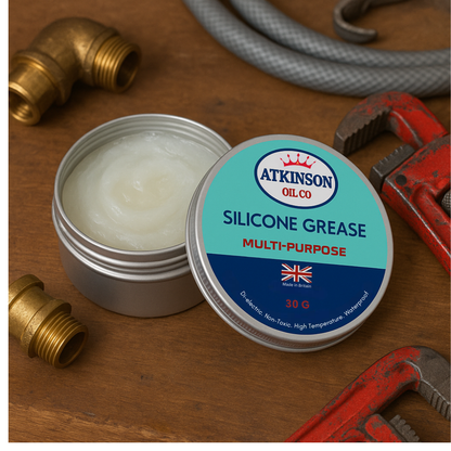 Atkinson Oil Co. Premium Silicone Grease - 30g Waterproof, High-Temp, Dielectric & Multi-Purpose Lubricant for Plastic, Rubber & Electrical |