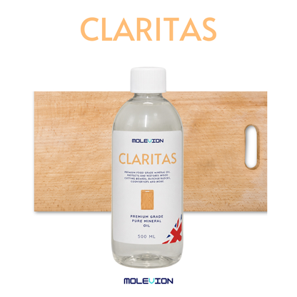 Molevion Claritas 500ml Cutting Board Oil Premium Mineral Food Grade Oil for Wood Cutting Boards, Butcher Blocks, Countertops & Wooden Utensils