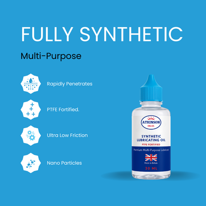Atkinson Oil Co. Premium Synthetic Multi-Purpose Lubricating Oil with PTFE Nano Particles - 30ml