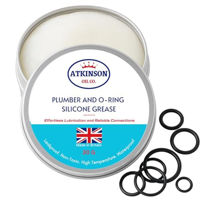 Atkinson Oil Co. Plumber & O-Ring Silicone Grease - 30g Waterproof, Non-Toxic Lubricant for Faucets, Seals & Drinking Water Systems | Made in UK
