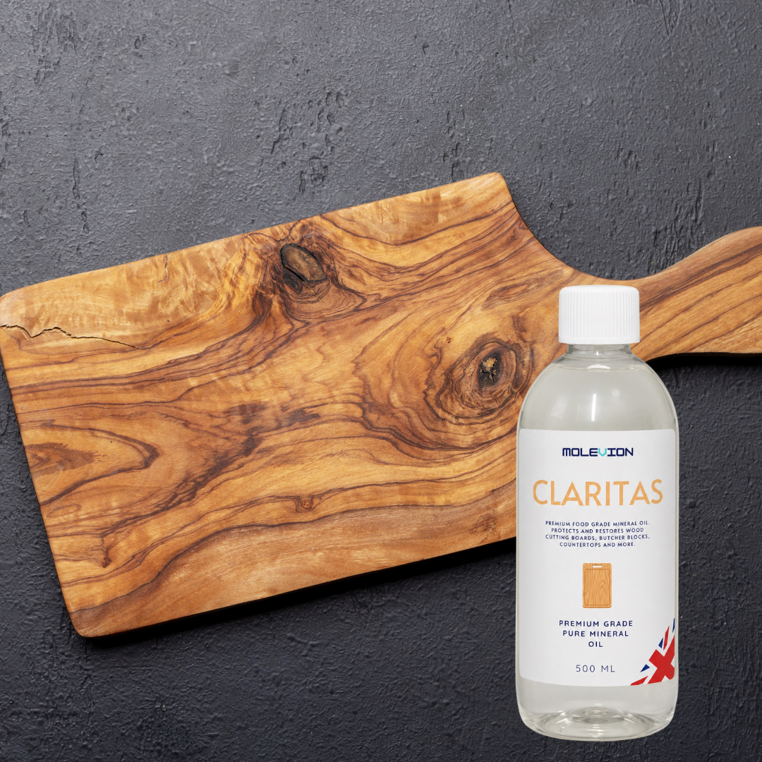 Molevion Claritas 500ml Cutting Board Oil Premium Mineral Food Grade Oil for Wood Cutting Boards, Butcher Blocks, Countertops & Wooden Utensils