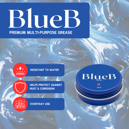 BlueB Premium General-Purpose Grease for Household Lubrication, Boat Trailers, Hinges, Bearings, Tools & Moving Parts - 35g