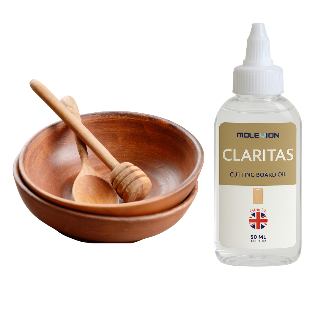 Molevion Claritas 50ml Cutting Board Oil Premium Mineral Food Grade Oil for Wood Cutting Boards, Butcher Blocks, Countertops & Wooden Utensils