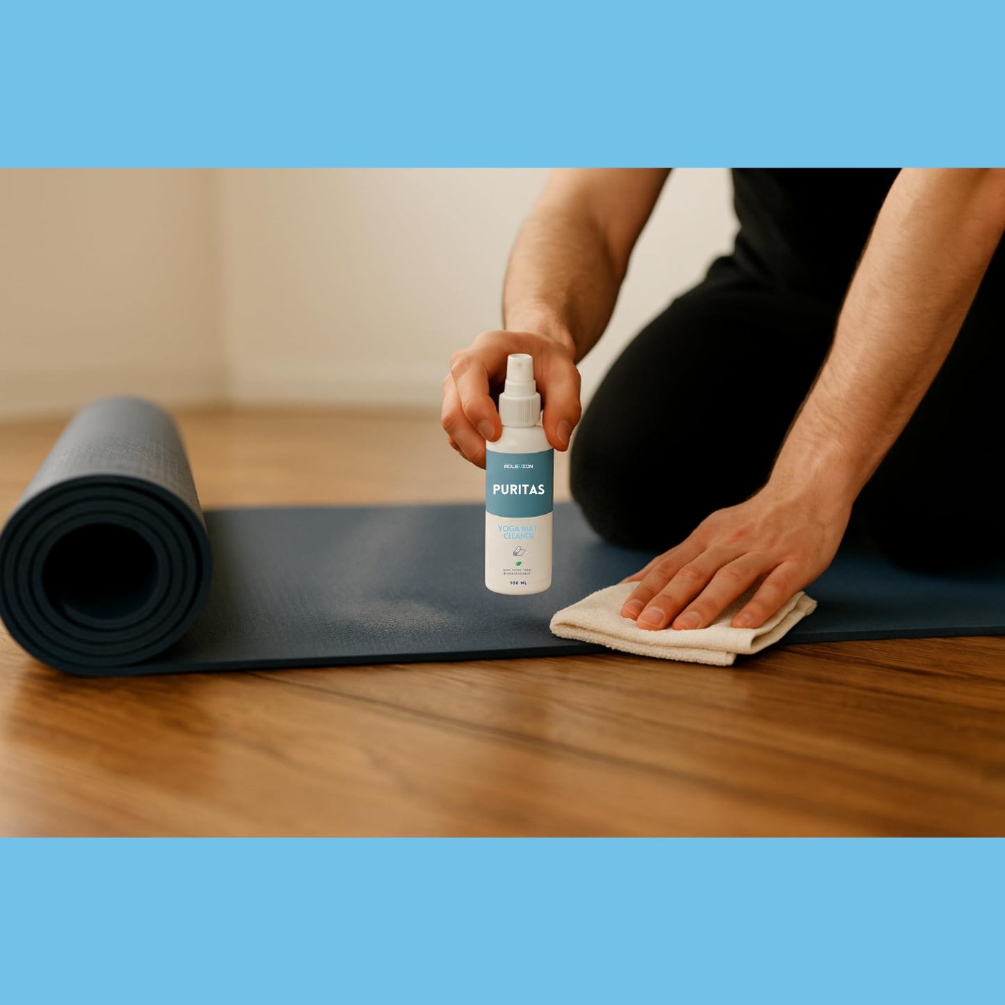 Molevion Puritas Yoga Mat Cleaner 100ml – Mineral-Based, Alcohol-Free Disinfectant Spray