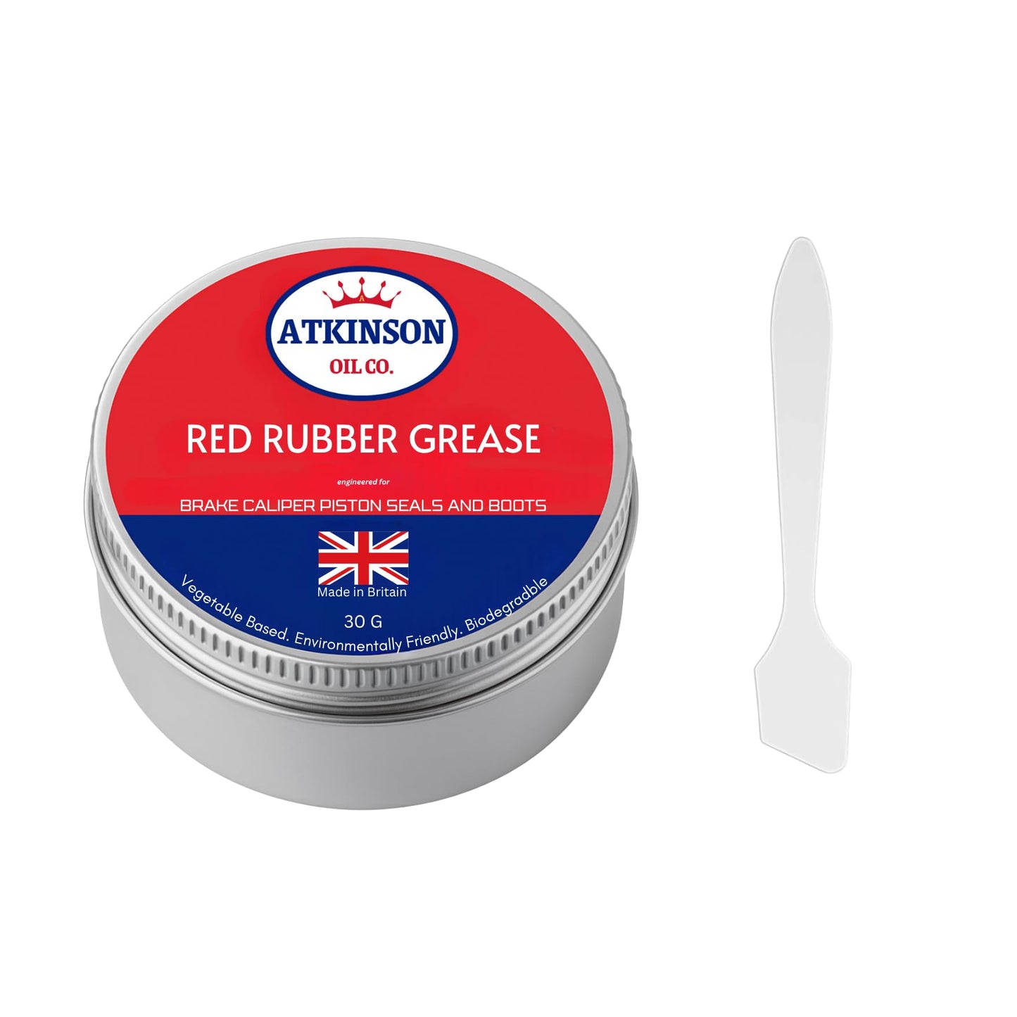 Atkinson Oil Co. Red Rubber Grease - 30g Vegetable-Based, Rubber-Safe Lubricant for Brakes, Hydraulics & Classic Cars | Made in UK