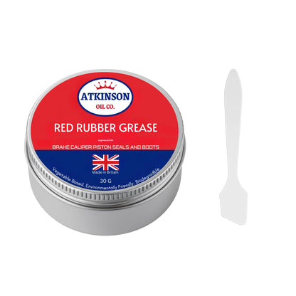 Atkinson Oil Co. Red Rubber Grease - 30g Vegetable-Based, Rubber-Safe Lubricant for Brakes, Hydraulics & Classic Cars | Made in UK