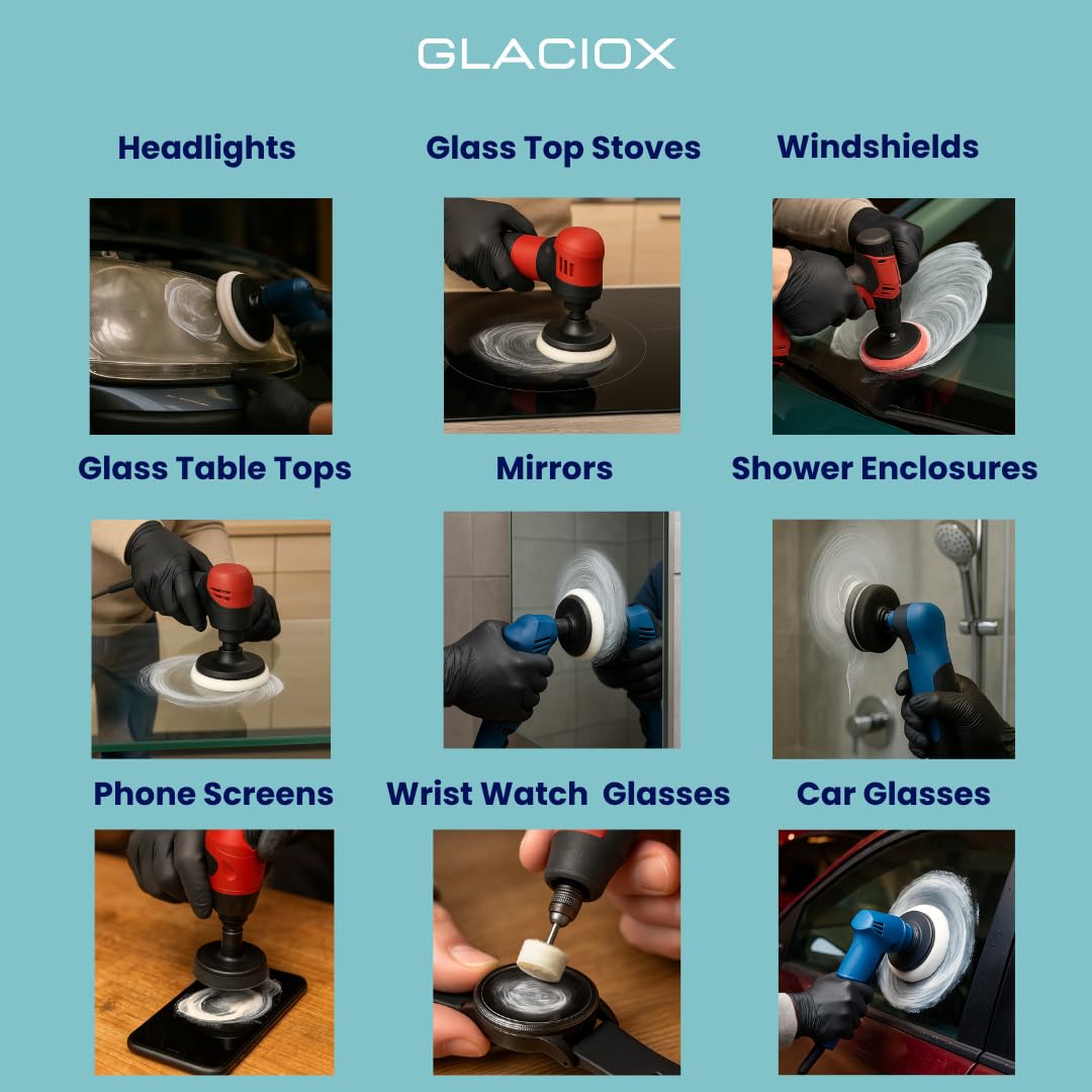 Molevion Glaciox Cerium Oxide 30g – Fine Grade 2.5 Micron Glass Polishing Powder for Scratches