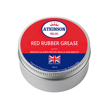 Atkinson Oil Co. Red Rubber Grease - 100g Vegetable-Based, Rubber-Safe Lubricant for Brakes, Hydraulics & Classic Cars | Made in UK