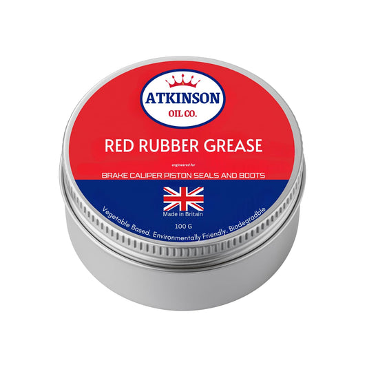 Atkinson Oil Co. Red Rubber Grease - 100g Vegetable-Based, Rubber-Safe Lubricant for Brakes, Hydraulics & Classic Cars | Made in UK