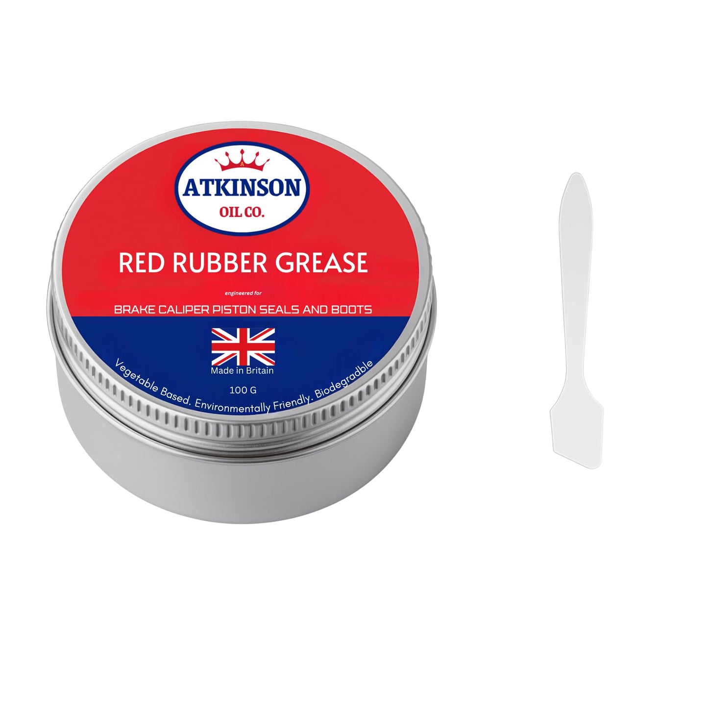 Atkinson Oil Co. Red Rubber Grease - 100g Vegetable-Based, Rubber-Safe Lubricant for Brakes, Hydraulics & Classic Cars | Made in UK
