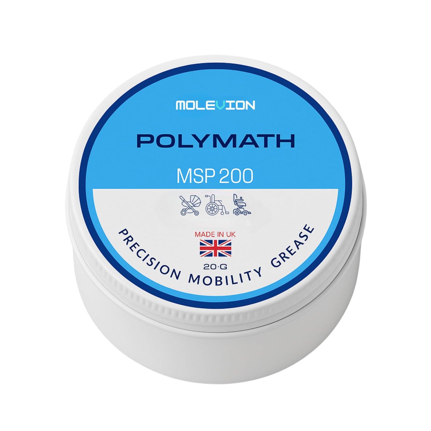 Molevion Polymath MSP 200 Precision Mobility Grease – Ultra-Low Friction, Non-Toxic Lubricant for Strollers, Wheelchairs & Mobility Scooters