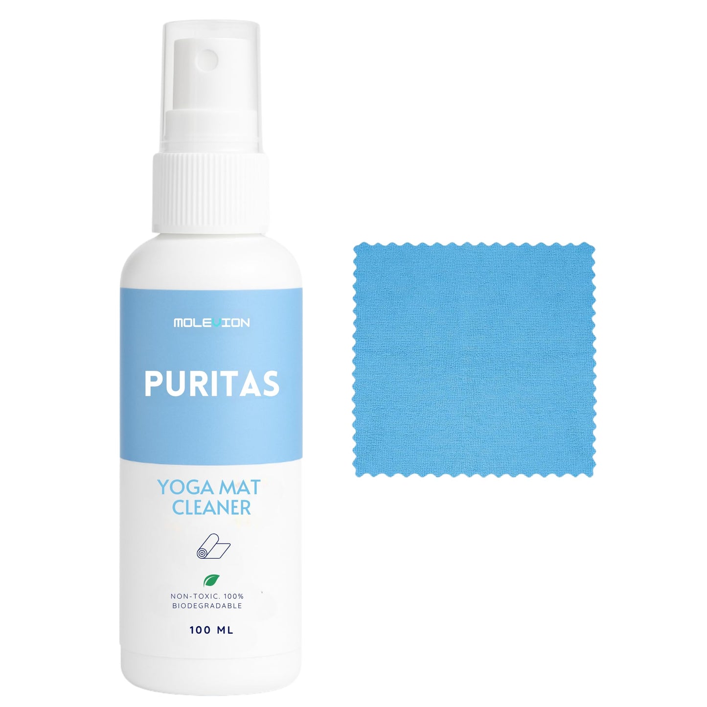 Molevion Puritas Yoga Mat Cleaner 100ml – Mineral-Based, Alcohol-Free Disinfectant Spray