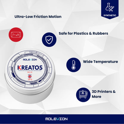 Molevion Kreatos SSG 25 Premium 3D Printer Grease - 20g Food-Grade, High-Temp Synthetic Lubricant for Lead Screws, Rails & Bearings