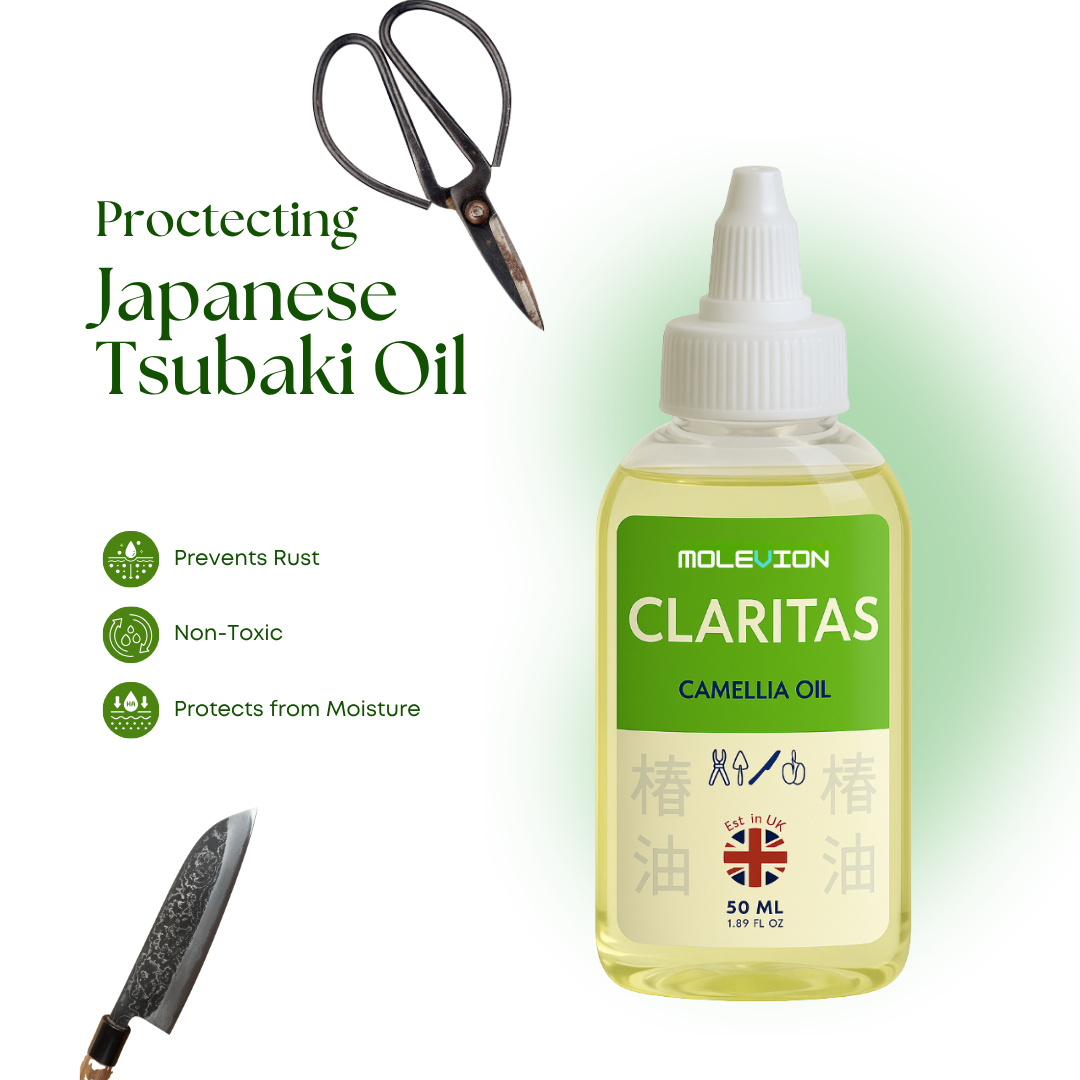 Molevion Claritas Camellia Oil (Tsubaki) Blend for Bonsai Knife and Garden Equipment, 50ml