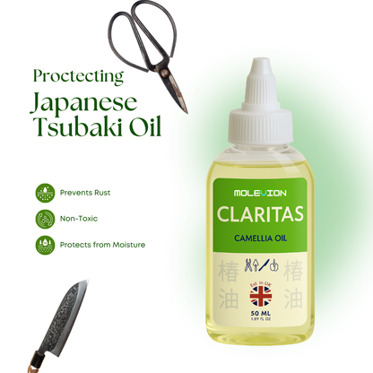 Molevion Claritas Camellia Oil (Tsubaki) Blend for Bonsai Knife and Garden Equipment, 50ml