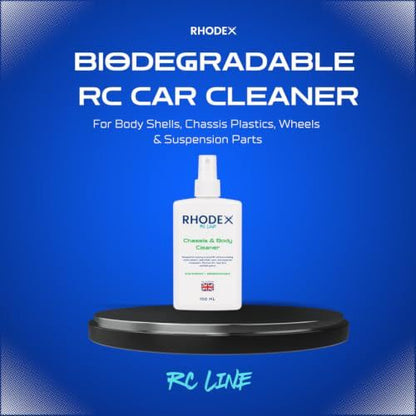 Rhodex RC Line Chassis & Body Cleaner 100 ml – Biodegradable RC Car Cleaner for Body Shells, Chassis Plastics, Wheels & Suspension Parts