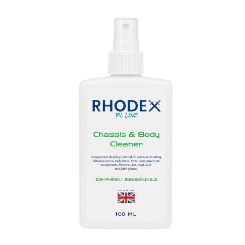 Rhodex RC Line Chassis & Body Cleaner 100 ml – Biodegradable RC Car Cleaner for Body Shells, Chassis Plastics, Wheels & Suspension Parts