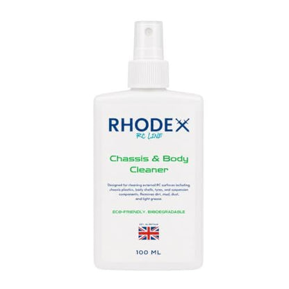Rhodex RC Line Chassis & Body Cleaner 100 ml – Biodegradable RC Car Cleaner for Body Shells, Chassis Plastics, Wheels & Suspension Parts