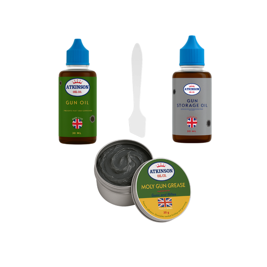 Atkinson Oil Co. Gun Oil 30 ml, Gun Storage Oil 30 ml & Moly Gun Grease 30 g Kit