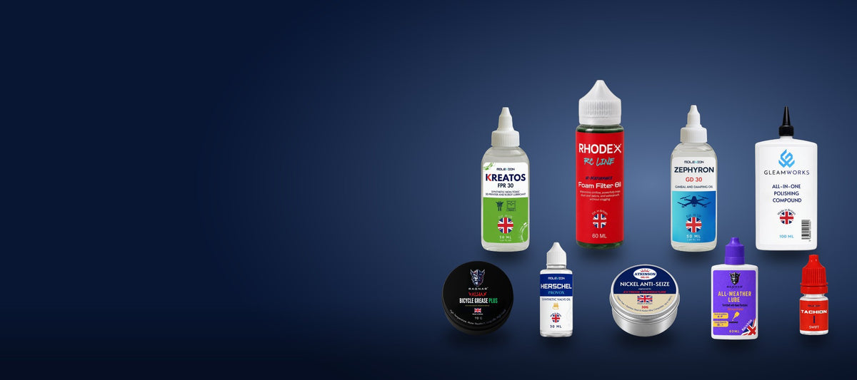 Kreatos, Rhodex, Zephyron, GleamWorks, Ragnar, Herschel, Atkinson Oil Co. and Tachion lubricants